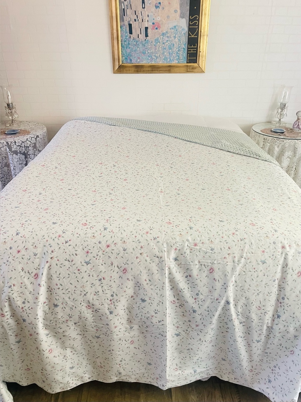 Vintage Duvet Cover Lands’ End Coming Home Reversible Cotton Blend 84x92 Queen - Picture 6 of 8
